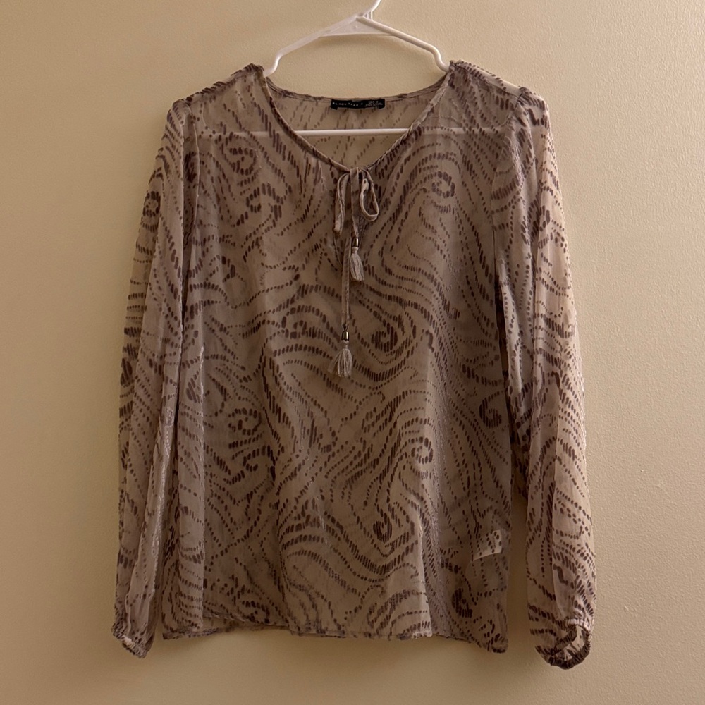 BLACK TAPE Burnout Velvet Tassel Blouse